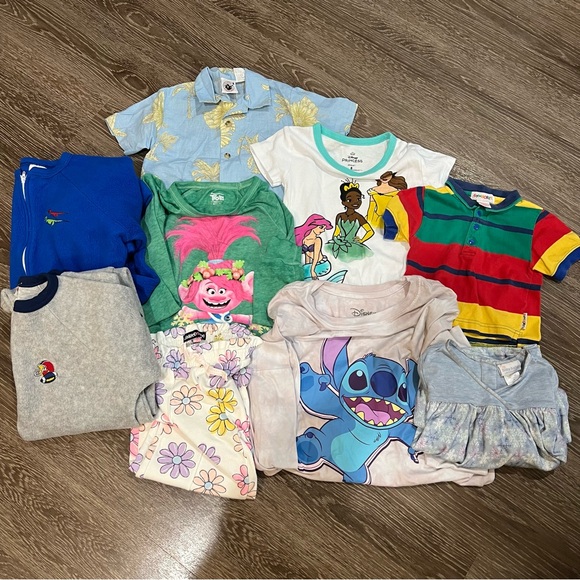 9 Pc Kids Clothing Bundle Disney Princess Trolls Gymboree Carter’s Mixed